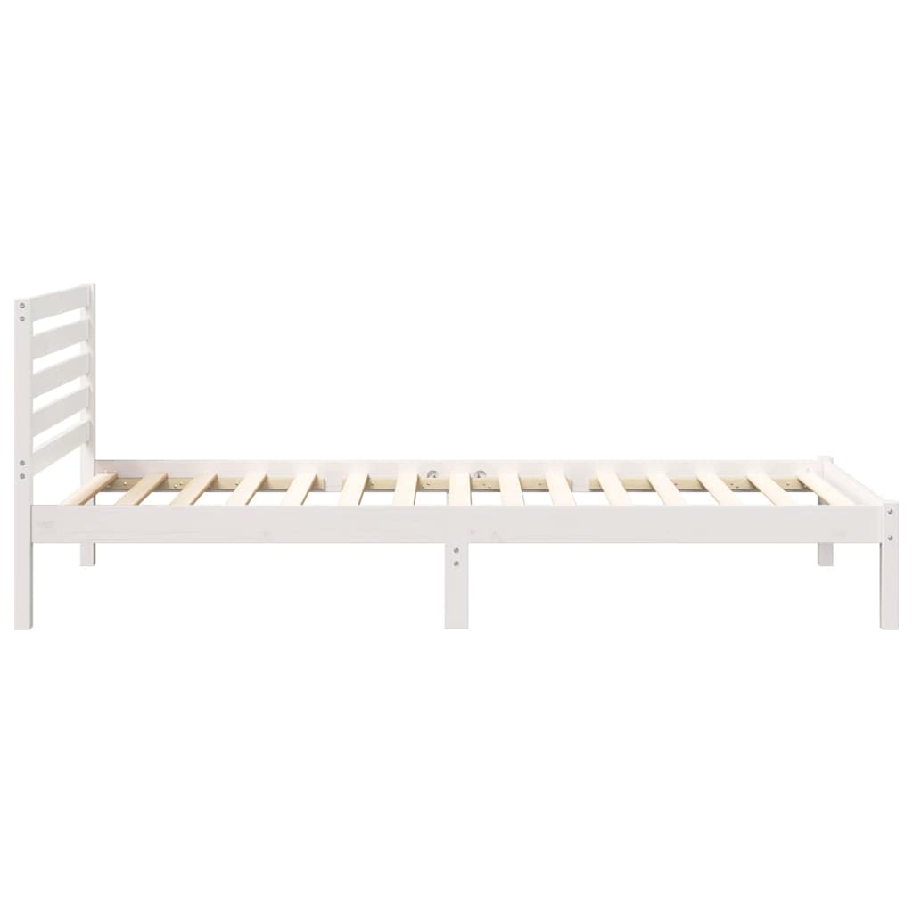 Bettrahmen mit Kopfteil Weiß 90 x 210 cm Massives Kiefernholz