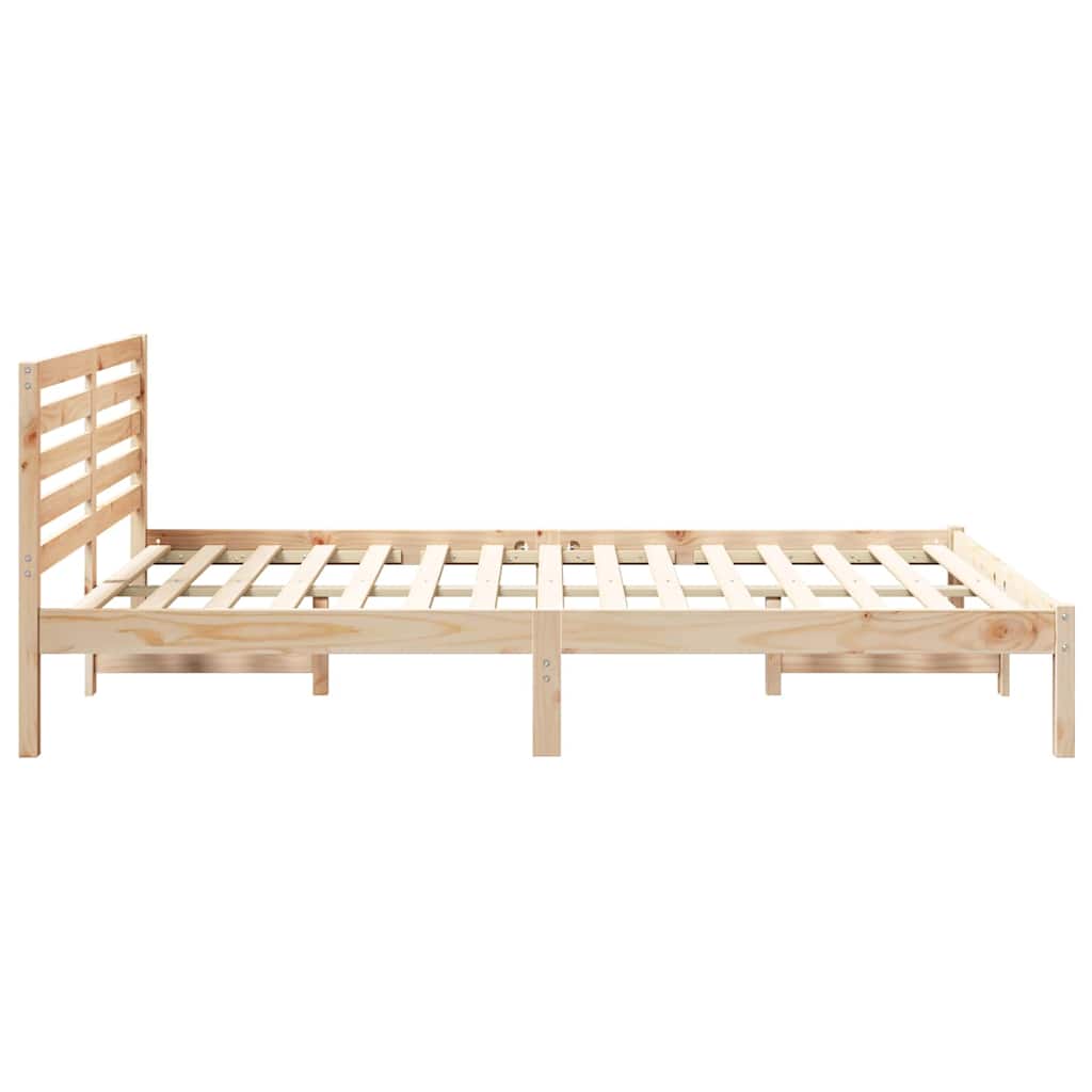 Bettrahmen mit Kopfteil Braun 140 x 210 cm Massives Kiefernholz