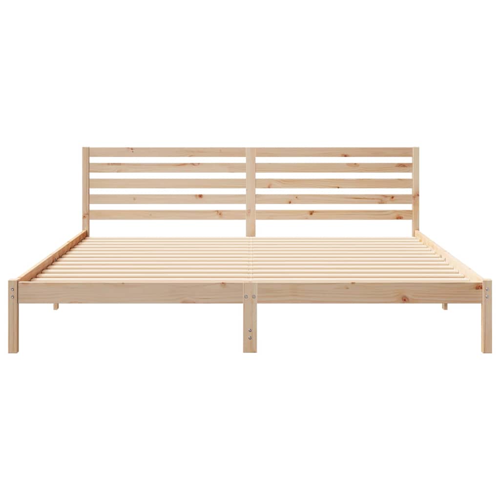 Bettrahmen mit Kopfteil Braun 180 x 210 cm Massives Kiefernholz