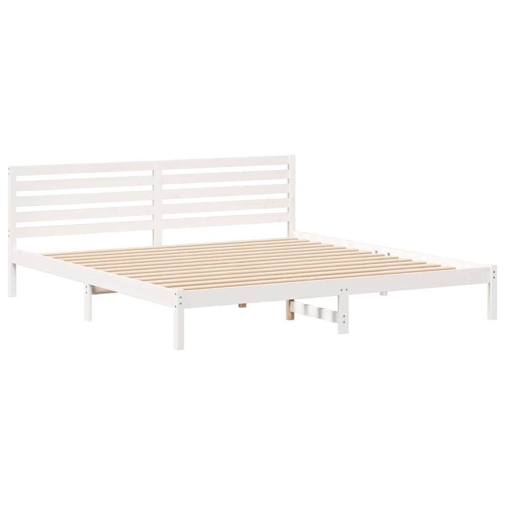 Bettrahmen mit Kopfteil Weiß 200 x 210 cm Massives Kiefernholz