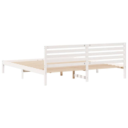 Bettrahmen mit Kopfteil Weiß 200 x 210 cm Massives Kiefernholz