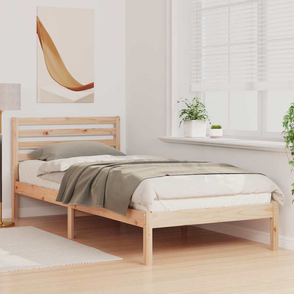 Bettrahmen mit Kopfteil Braun 90 x 220 cm Massives Kiefernholz