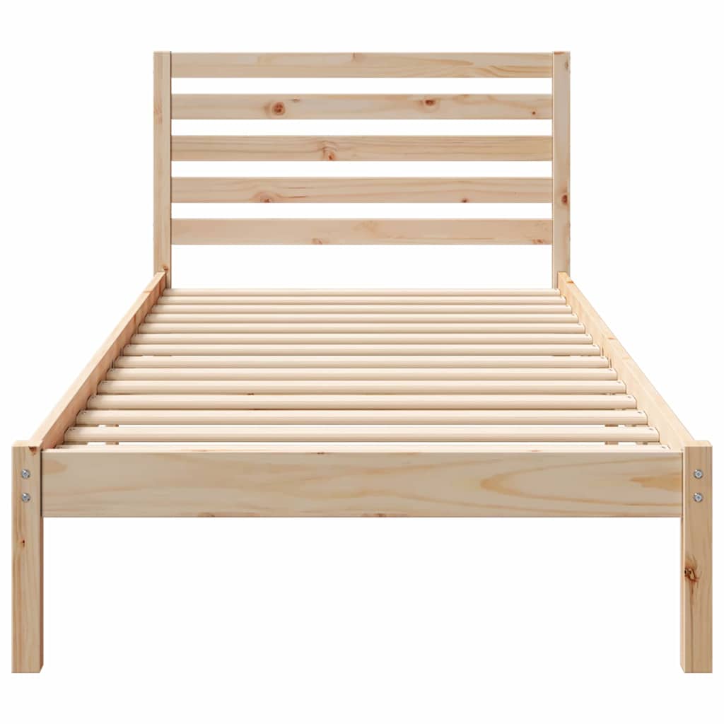 Bettrahmen mit Kopfteil Braun 90 x 220 cm Massives Kiefernholz