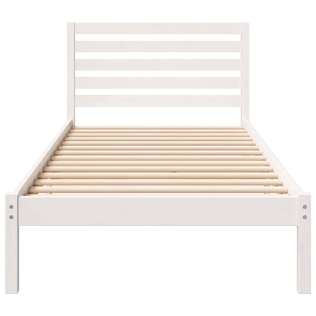 Bettrahmen mit Kopfteil Weiß 100 x 220 cm Massives Kiefernholz
