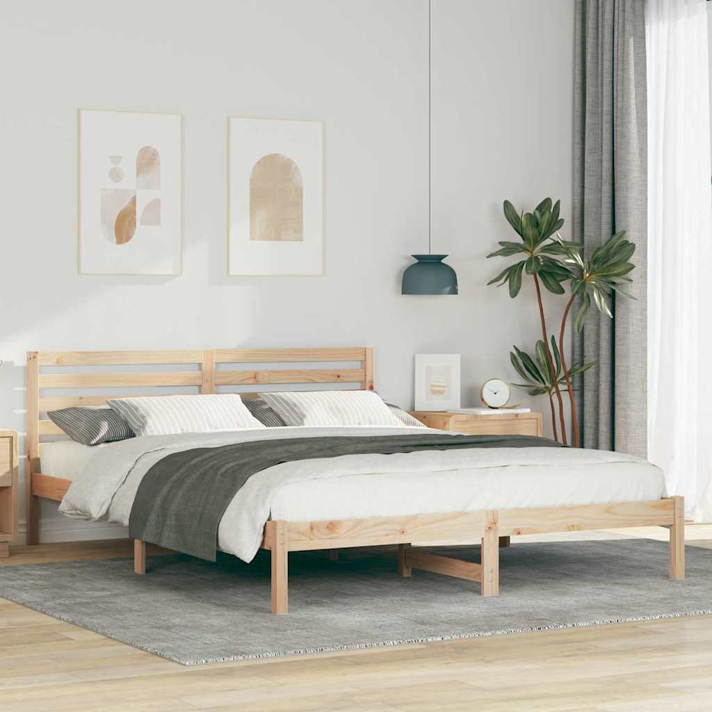 Bettrahmen mit Kopfteil Braun 160 x 220 cm Massives Kiefernholz