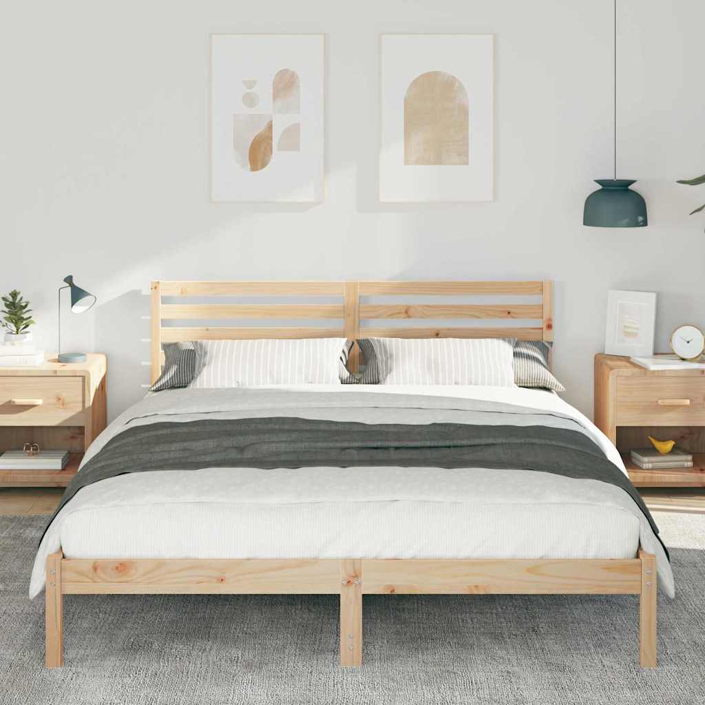 Bettrahmen mit Kopfteil Braun 160 x 220 cm Massives Kiefernholz