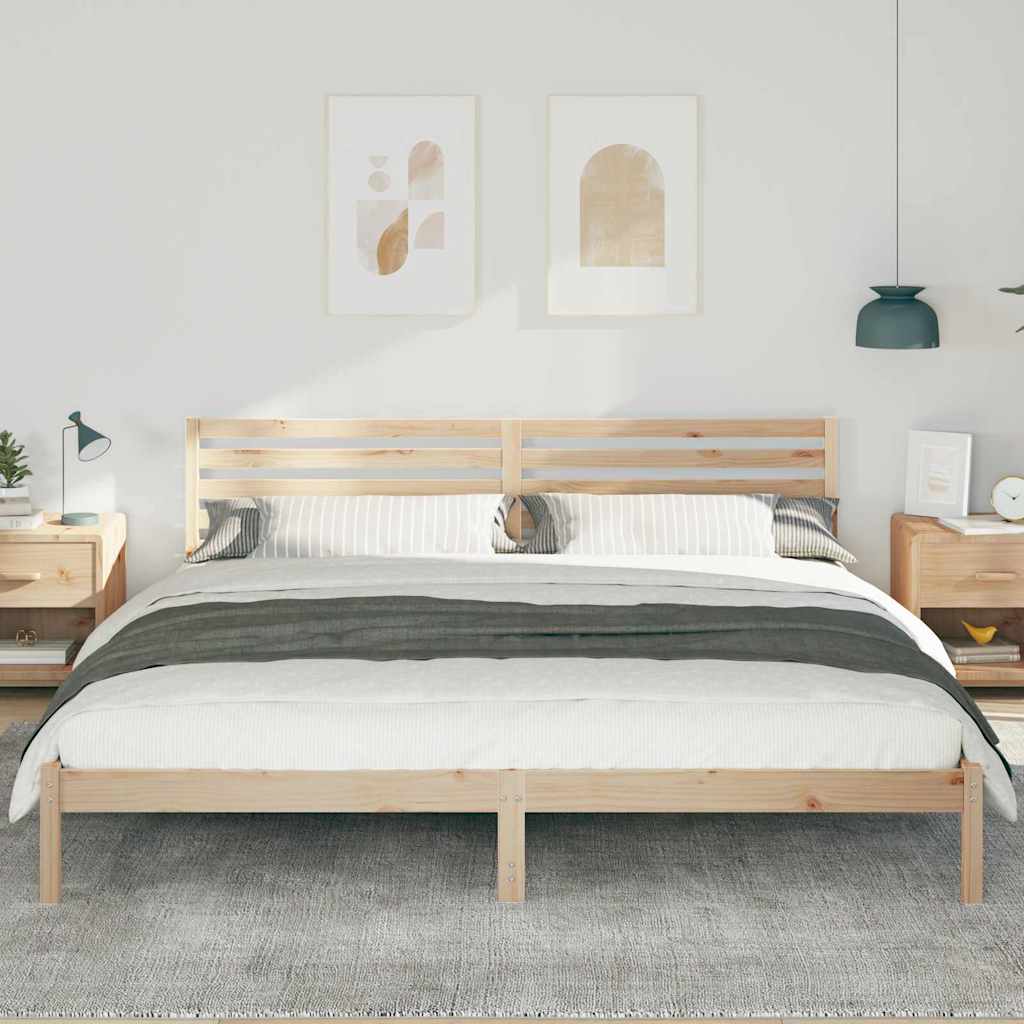 Bettrahmen mit Kopfteil Braun 180 x 220 cm Massives Kiefernholz