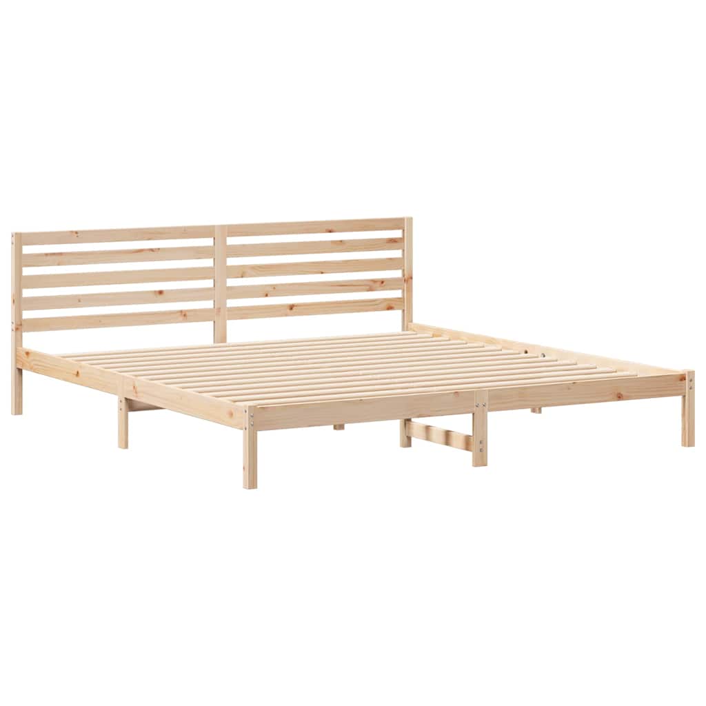Bettrahmen mit Kopfteil Braun 180 x 220 cm Massives Kiefernholz