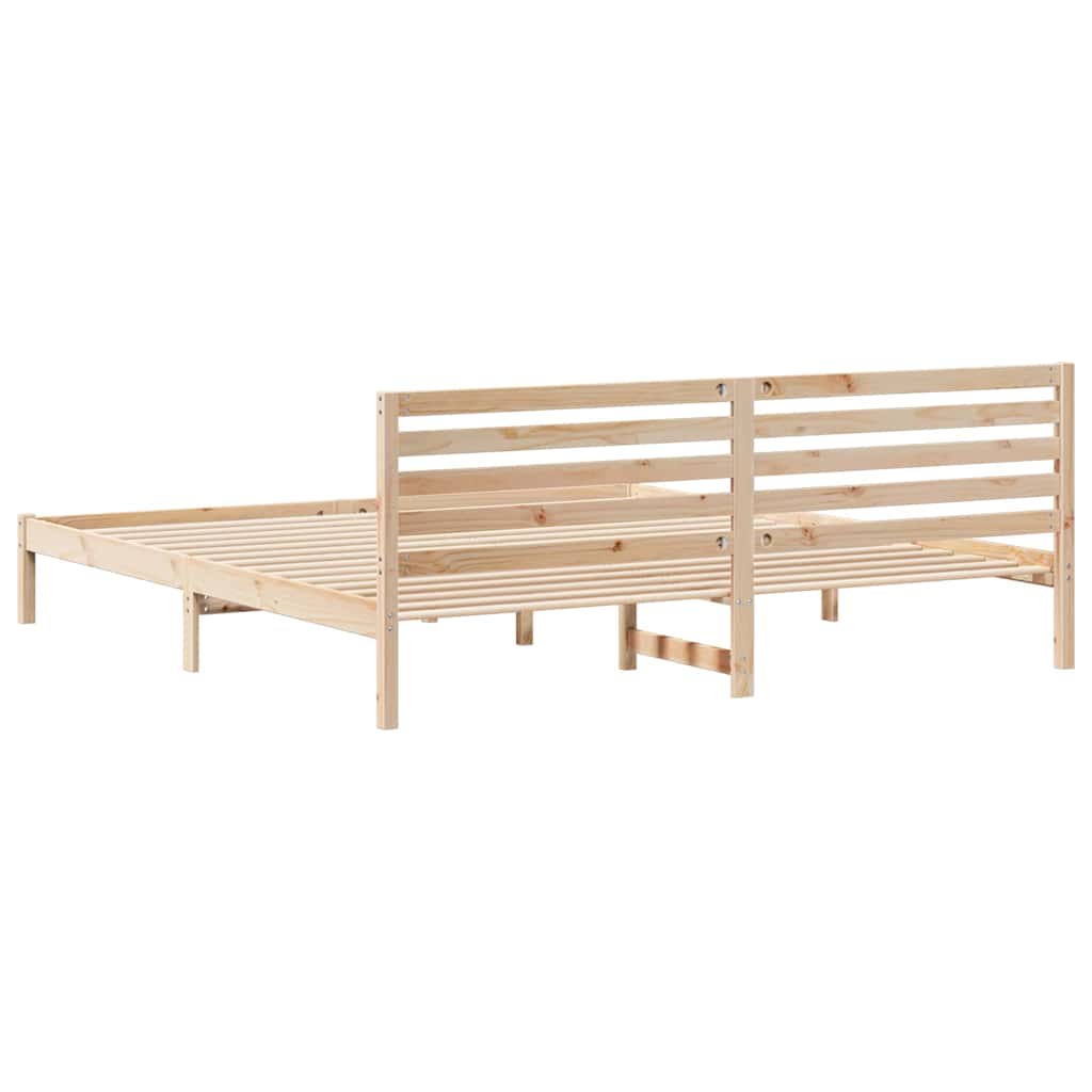Bettrahmen mit Kopfteil Braun 180 x 220 cm Massives Kiefernholz