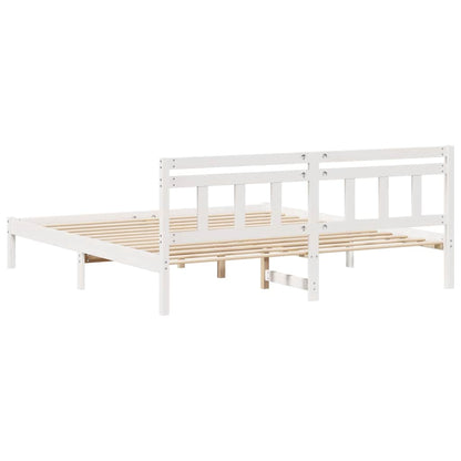 Bettgestell mit Kopfteil Weiß Massivholz Kiefer