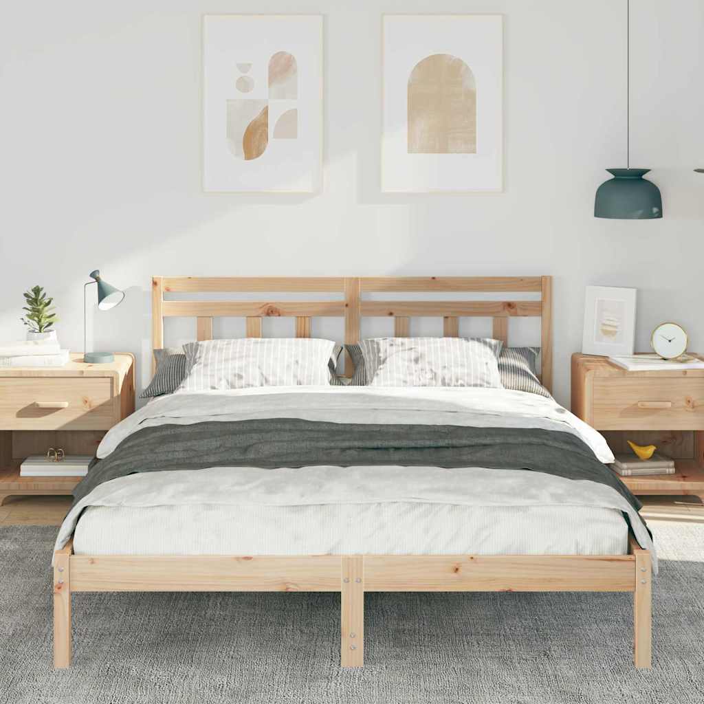Bettrahmen Braun 140 x 200 cm Massives Kiefernholz