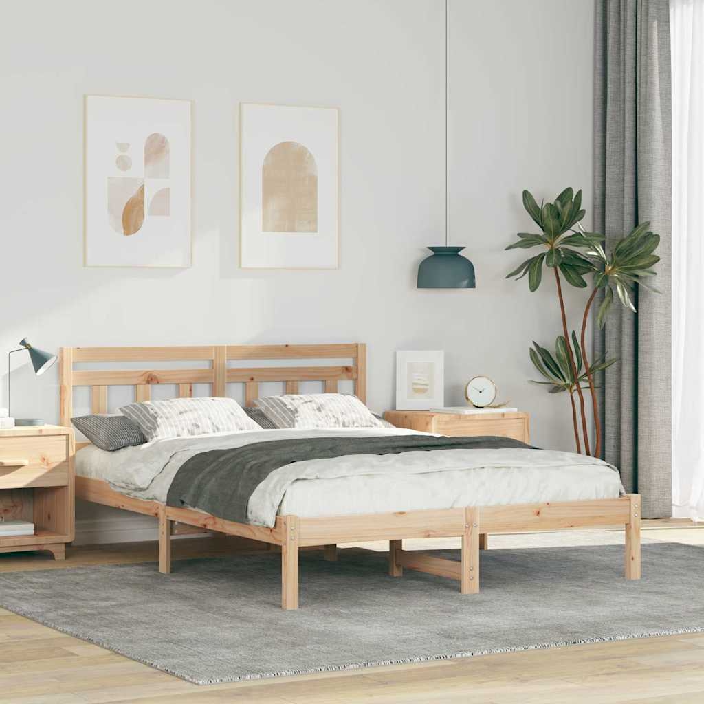 Bettrahmen Braun 120 x 190 cm Massives Kiefernholz