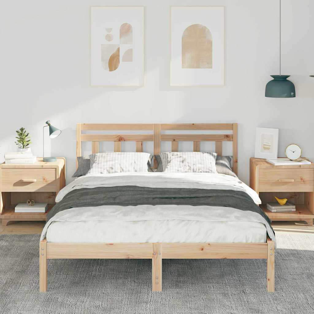 Bettrahmen Braun 140 x 190 cm Massives Kiefernholz