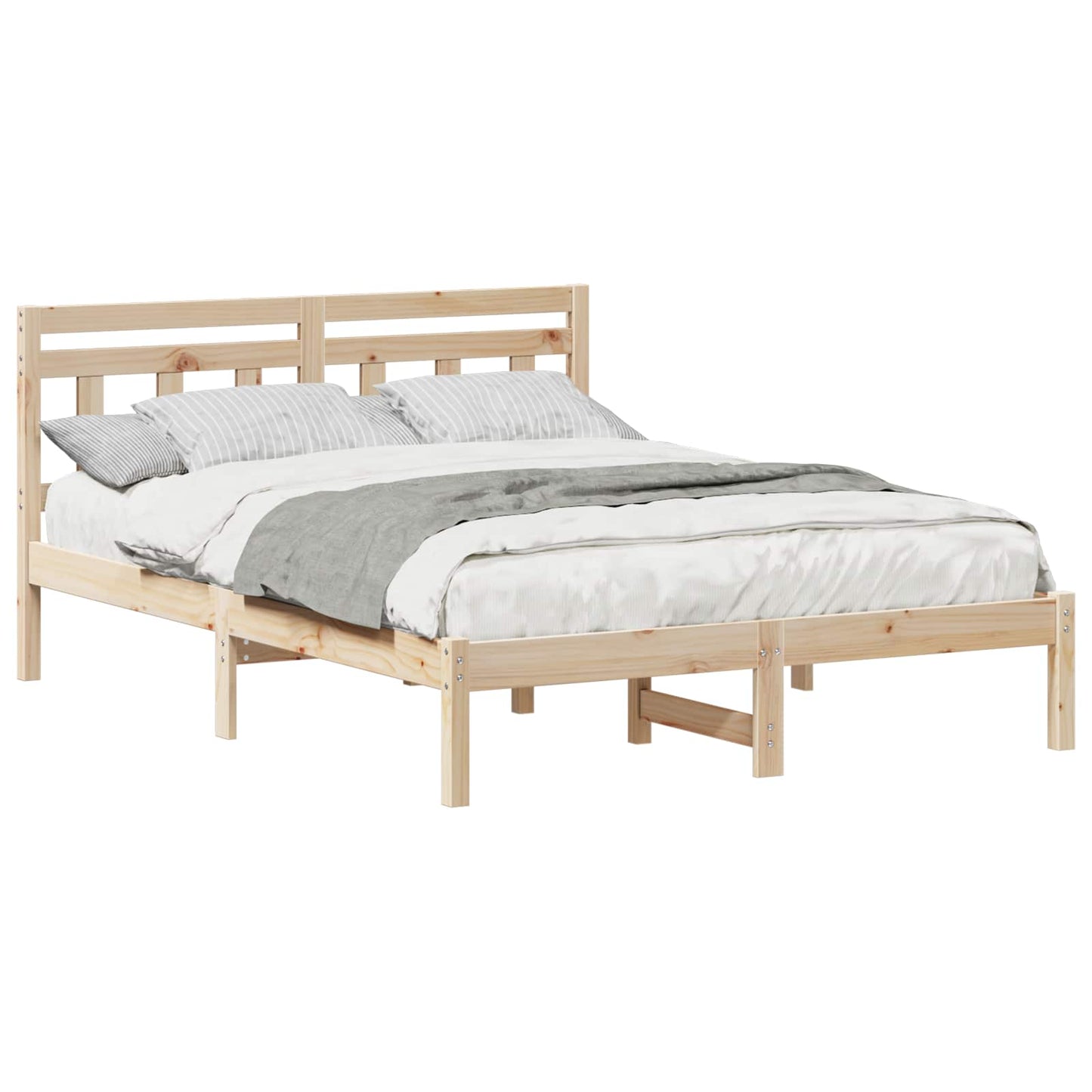 Bettrahmen Braun 140 x 190 cm Massives Kiefernholz