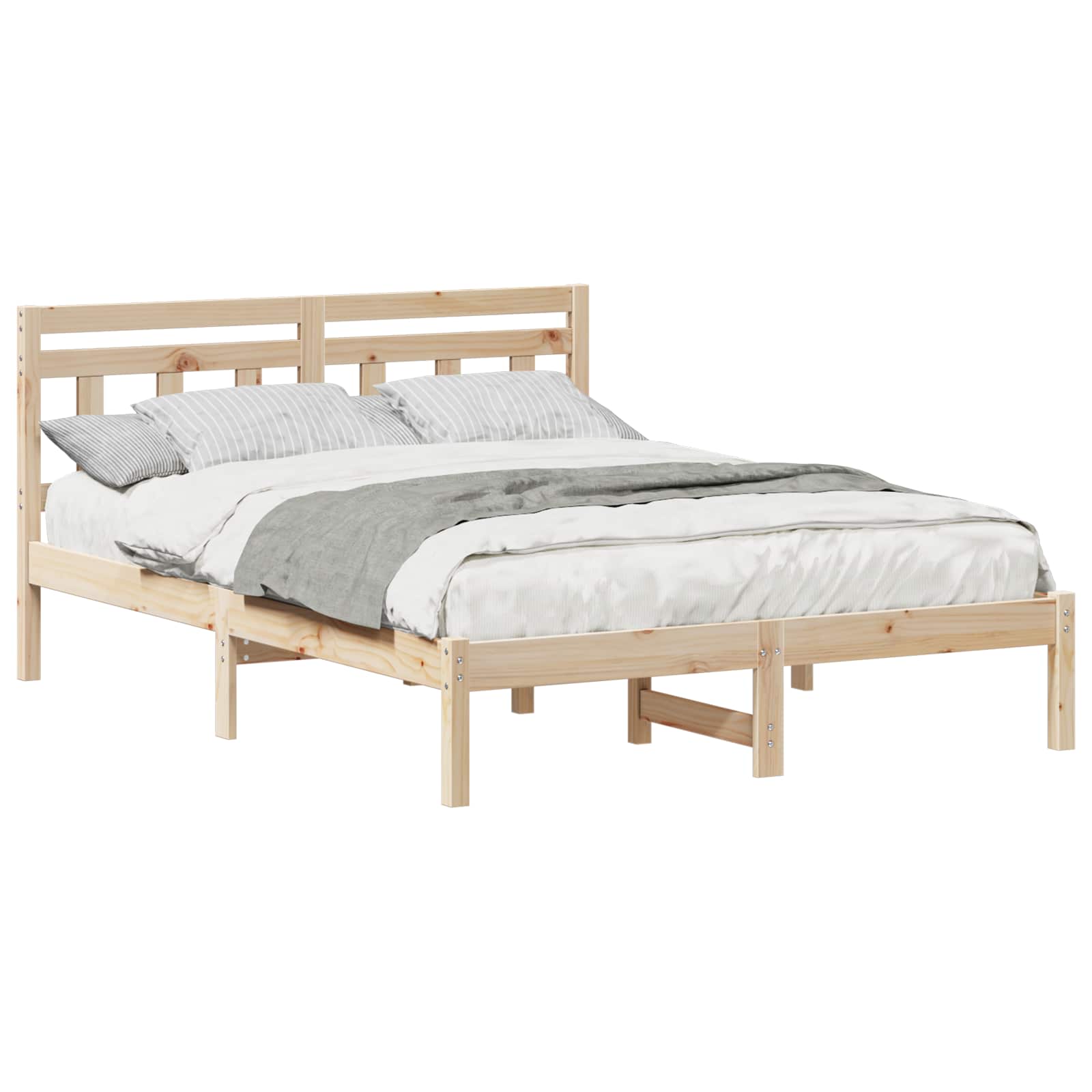 Bettrahmen Braun 140 x 190 cm Massives Kiefernholz