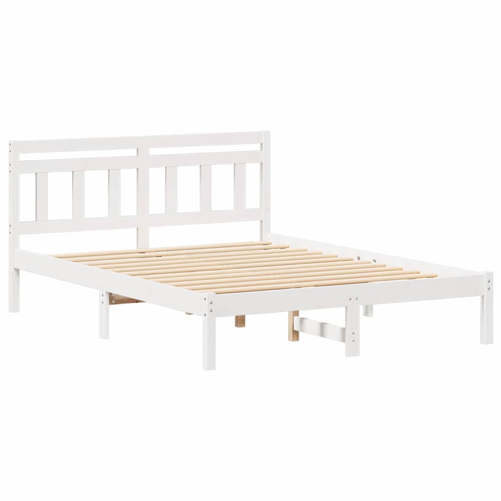 Bettrahmen Weiß 135 x 190 cm Massives Kiefernholz