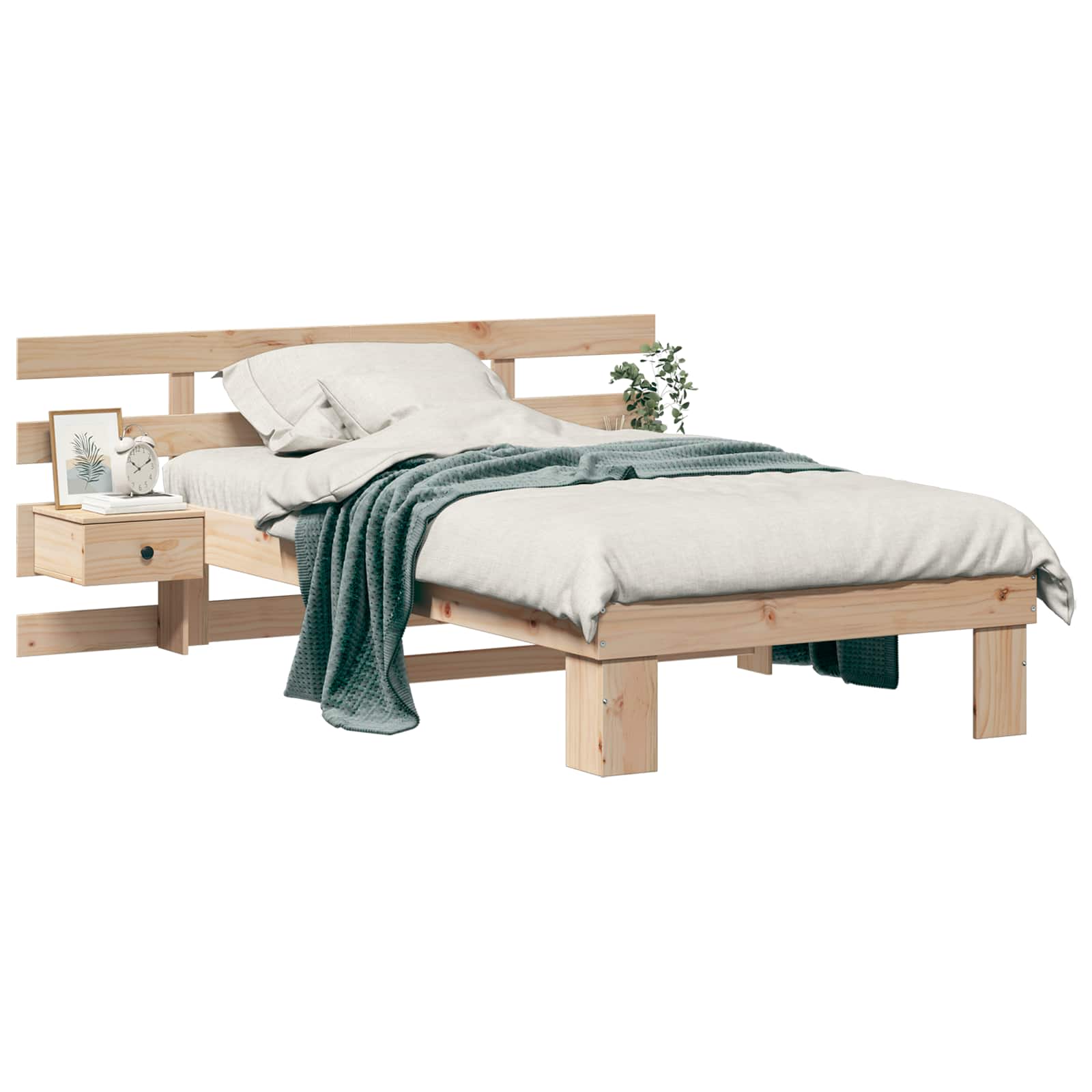 Bettrahmen mit Kopfteil Braun 90 x 190 cm Massives Kiefernholz