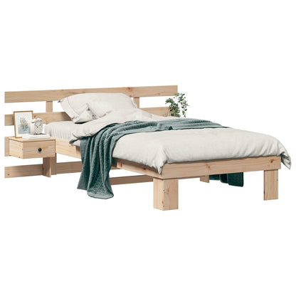 Bettrahmen mit Kopfteil Braun 75 x 190 cm Massives Kiefernholz