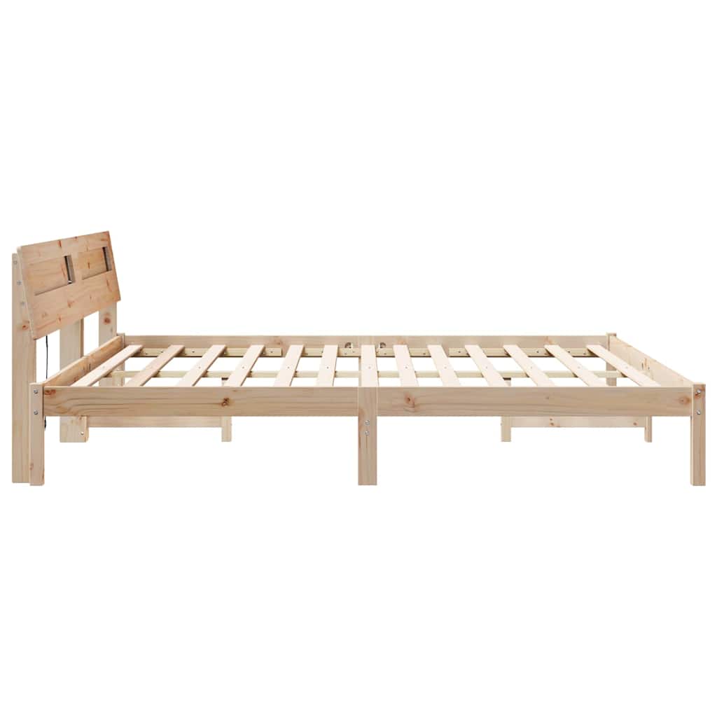Bettrahmen mit Kopfteil Braun 180 x 200 cm Massives Kiefernholz