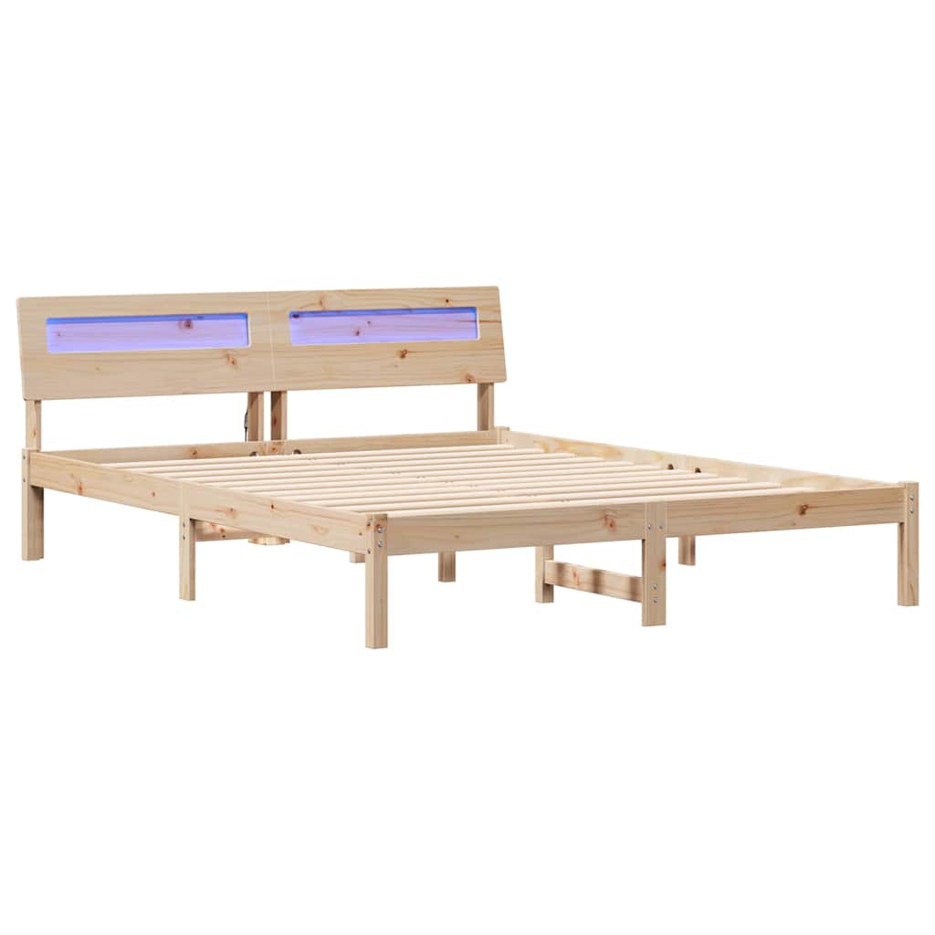Bettrahmen mit Kopfteil Braun 160 x 200 cm Massives Kiefernholz