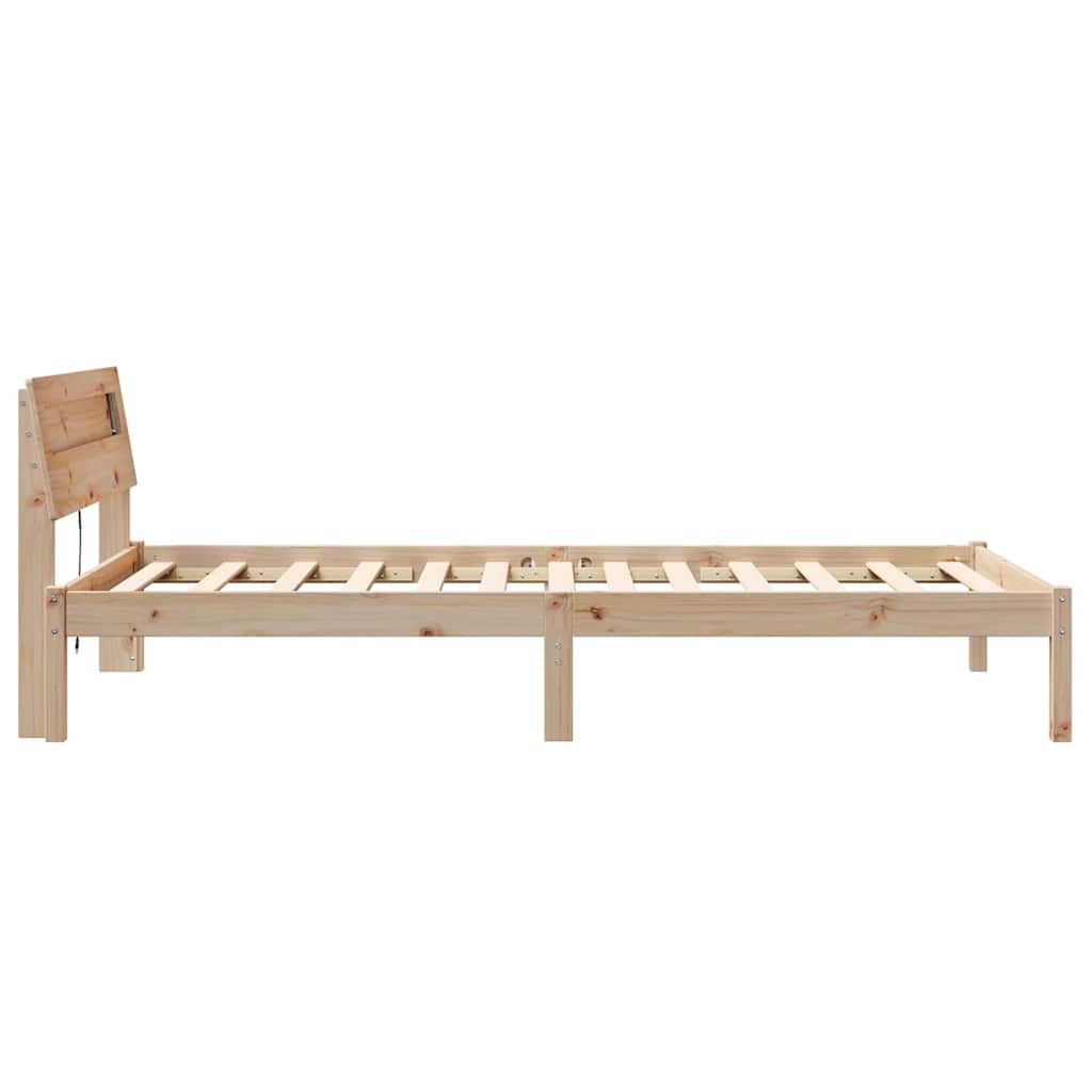 Bettrahmen mit Kopfteil Braun 90 x 200 cm Massives Kiefernholz