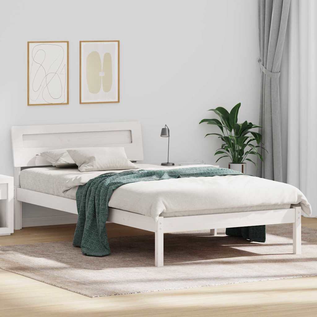 Bettrahmen mit Kopfteil Weiß 80 x 200 cm Massives Kiefernholz
