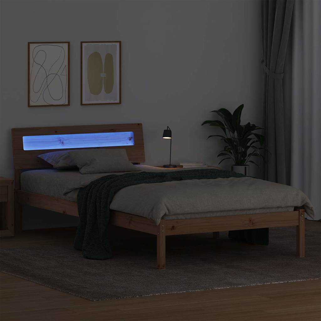 Bettrahmen mit Kopfteil Braun 90 x 190 cm Massives Kiefernholz