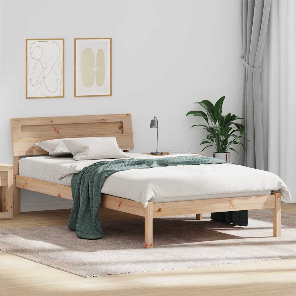 Bettrahmen mit Kopfteil Braun 90 x 190 cm Massives Kiefernholz