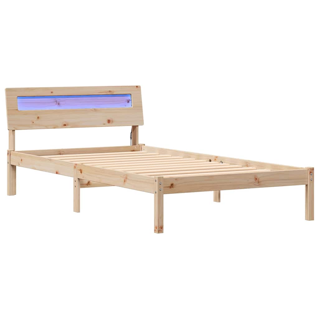 Bettrahmen mit Kopfteil Braun 90 x 190 cm Massives Kiefernholz
