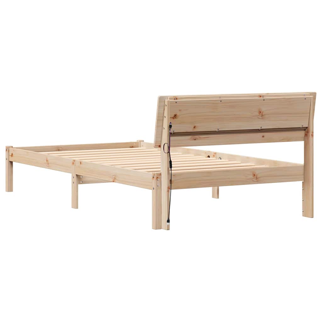 Bettrahmen mit Kopfteil Braun 90 x 190 cm Massives Kiefernholz