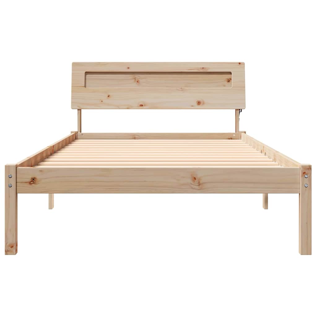 Bettrahmen mit Kopfteil Braun 90 x 190 cm Massives Kiefernholz