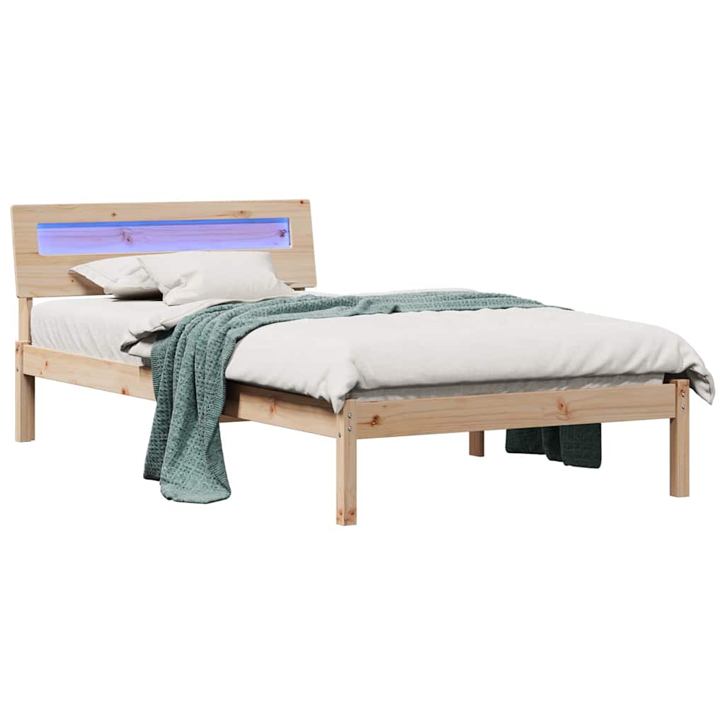 Bettrahmen mit Kopfteil Braun 90 x 190 cm Massives Kiefernholz