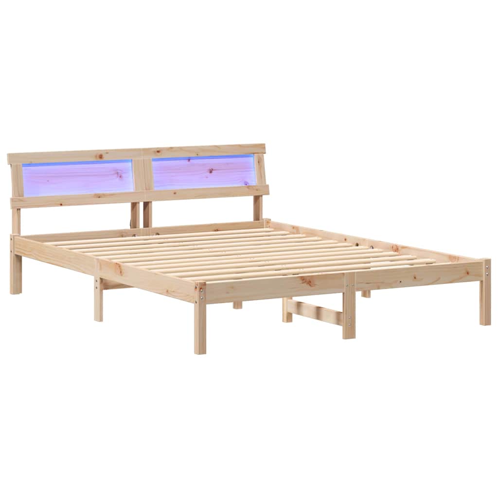 Bettrahmen mit Kopfteil Braun 150 x 200 cm Massives Kiefernholz
