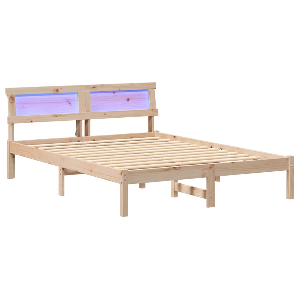 Bettrahmen mit Kopfteil Braun 140 x 190 cm Massives Kiefernholz