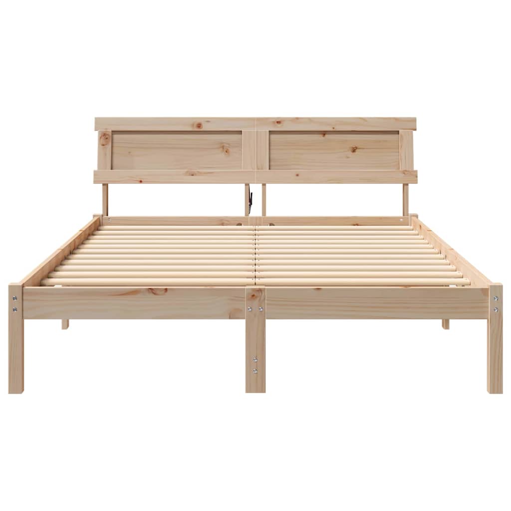 Bettrahmen mit Kopfteil Braun 140 x 190 cm Massives Kiefernholz