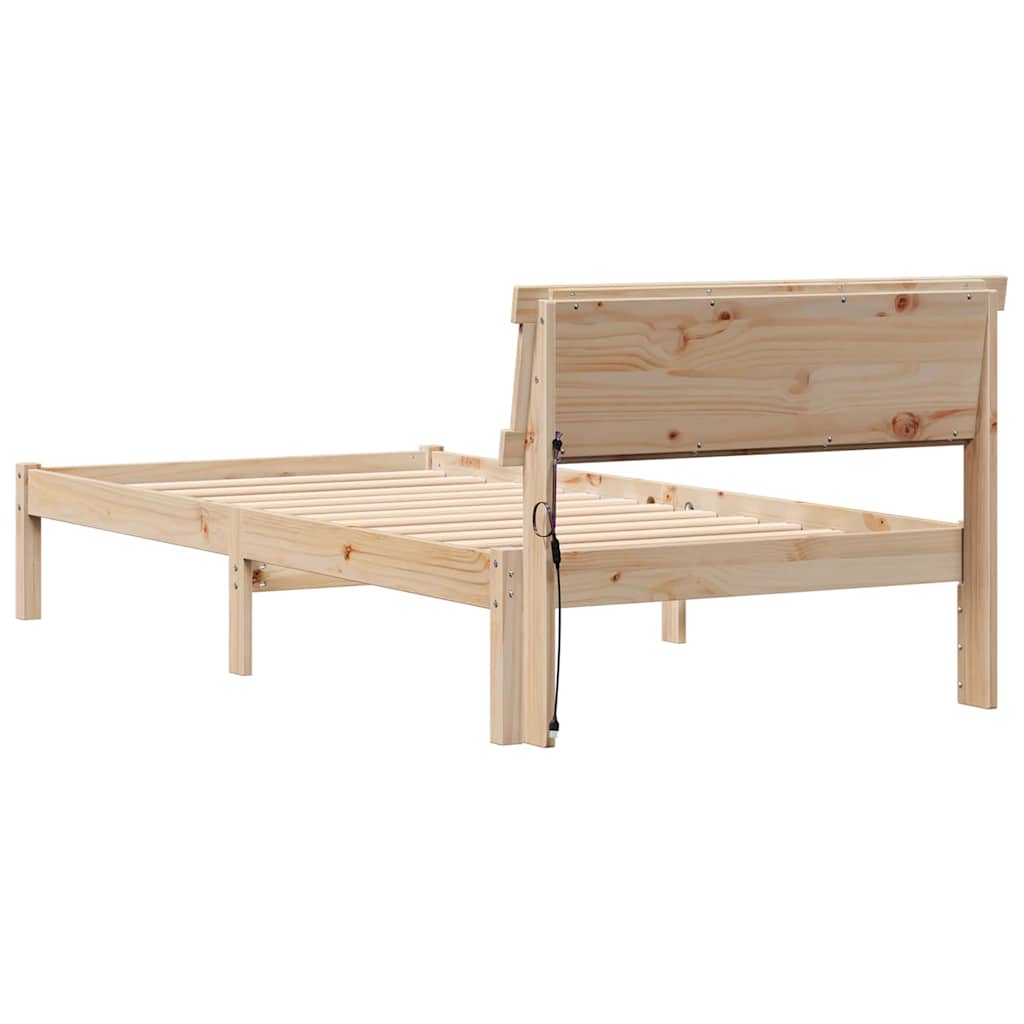 Bettrahmen mit Kopfteil Braun 90 x 200 cm Massives Kiefernholz