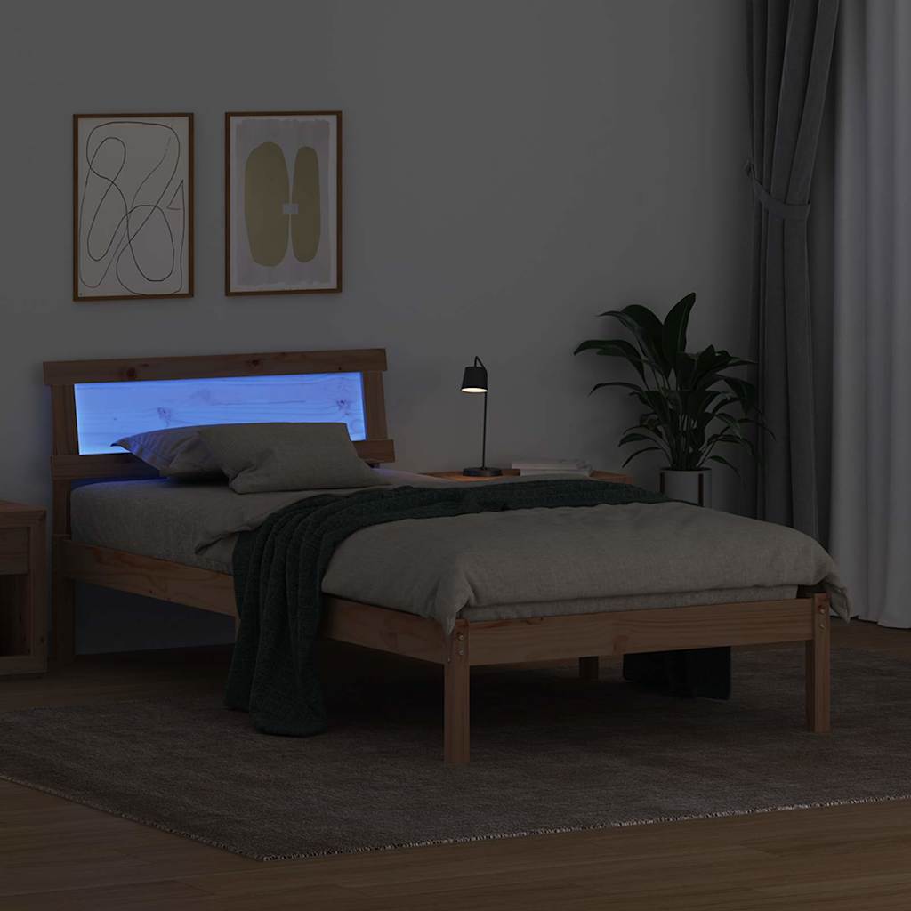 Bettrahmen mit Kopfteil Braun 80 x 200 cm Massives Kiefernholz