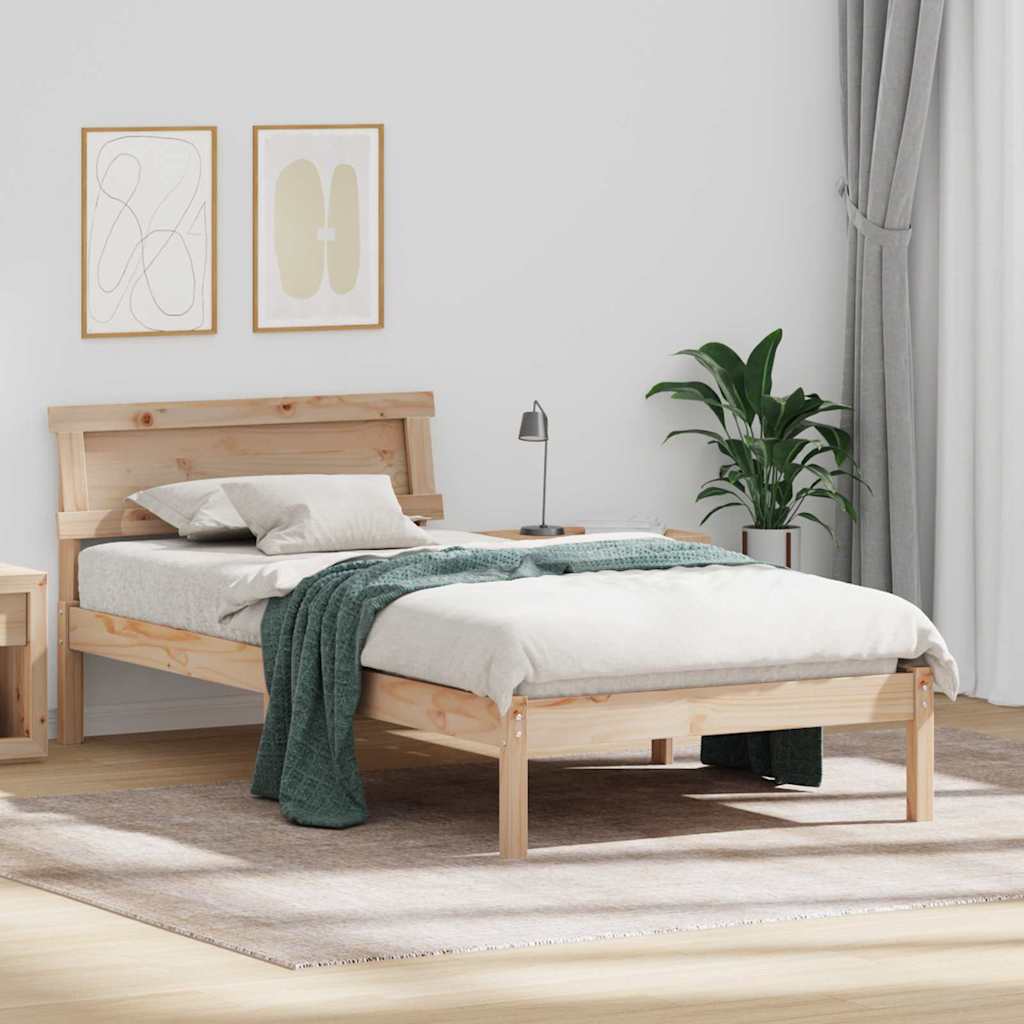 Bettrahmen mit Kopfteil Braun 80 x 200 cm Massives Kiefernholz