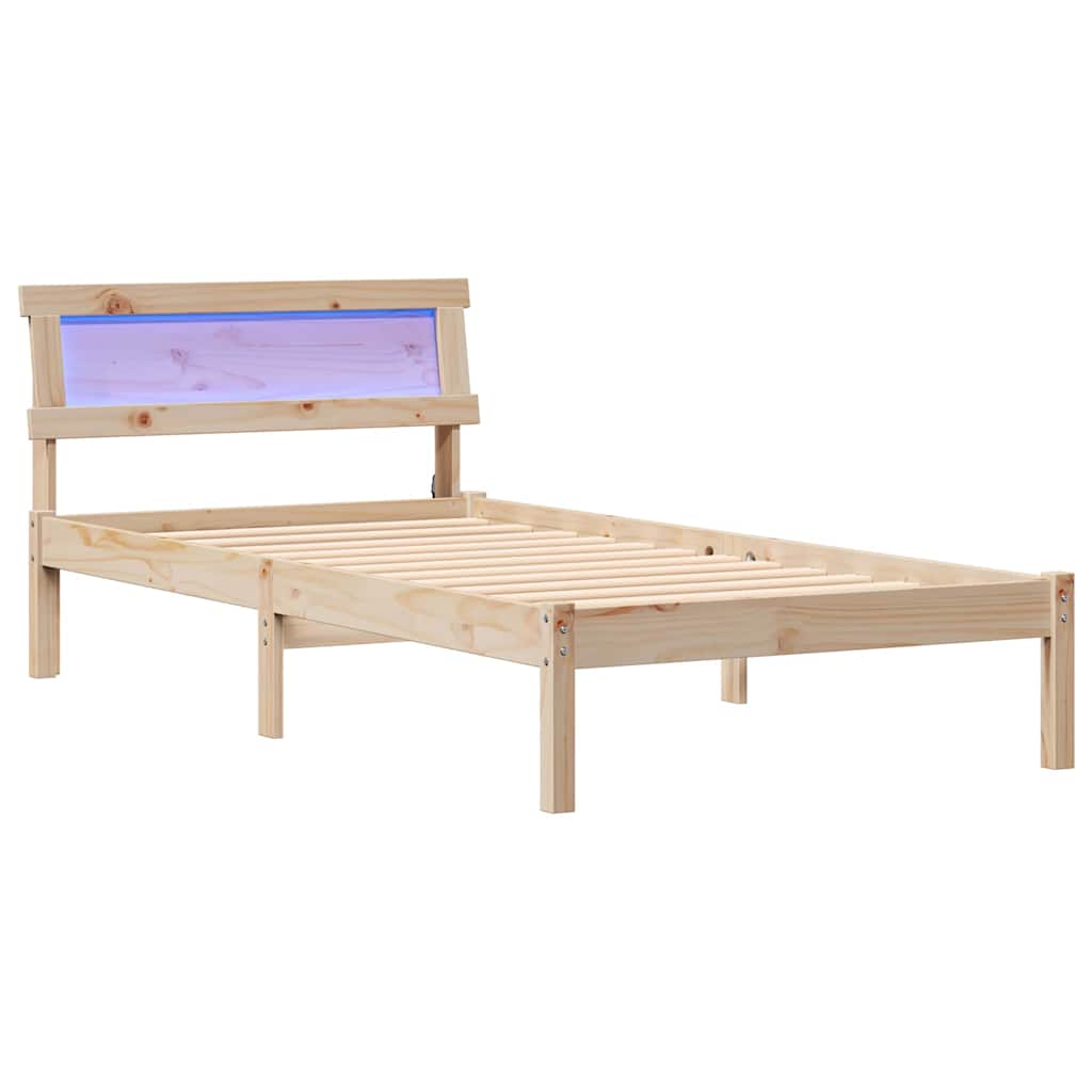 Bettrahmen mit Kopfteil Braun 80 x 200 cm Massives Kiefernholz