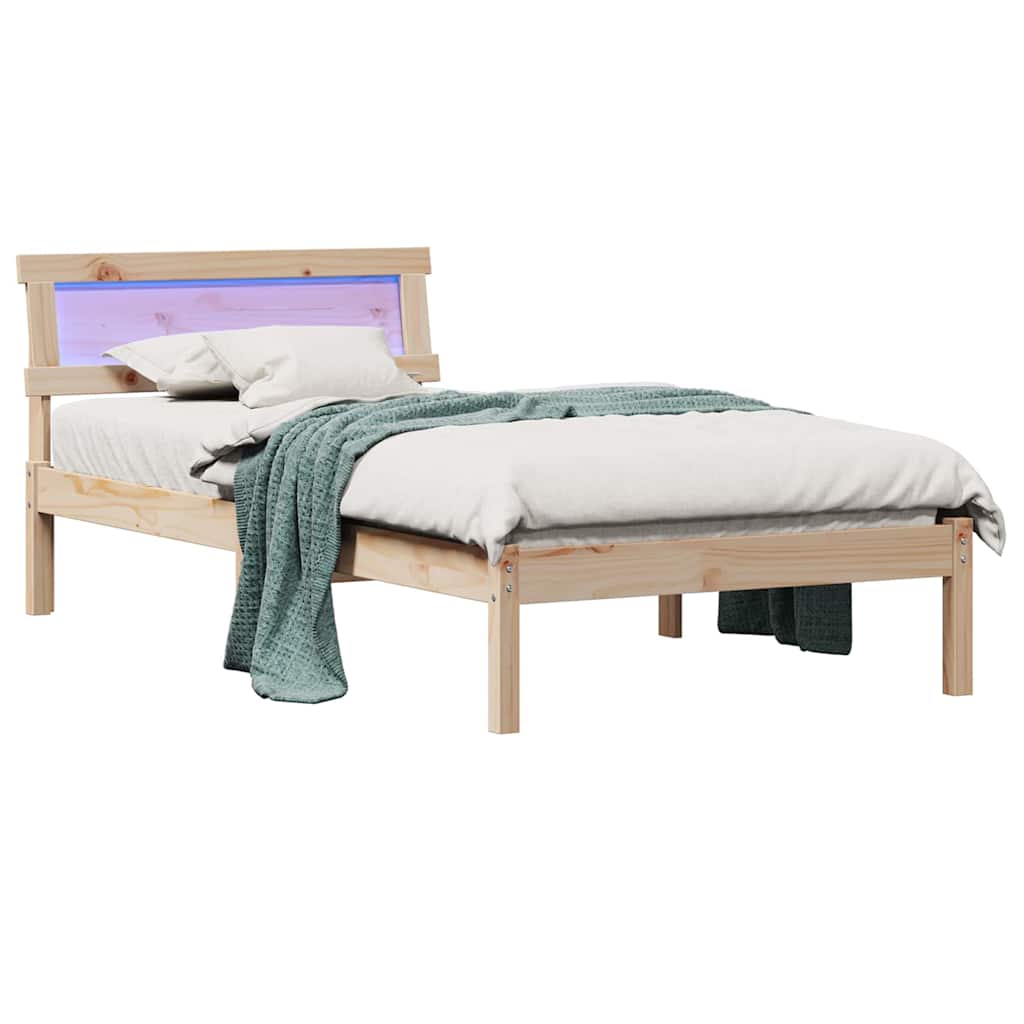 Bettrahmen mit Kopfteil Braun 80 x 200 cm Massives Kiefernholz
