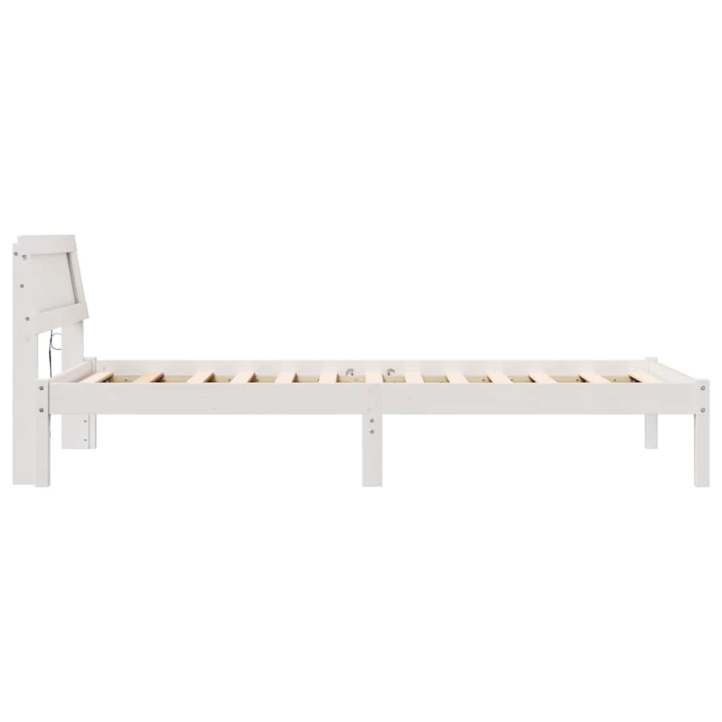 Bettrahmen mit Kopfteil Weiß 90 x 190 cm Massives Kiefernholz