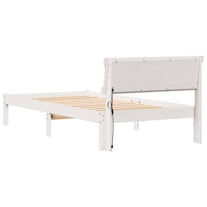 Bettrahmen mit Kopfteil Weiß 75 x 190 cm Massives Kiefernholz