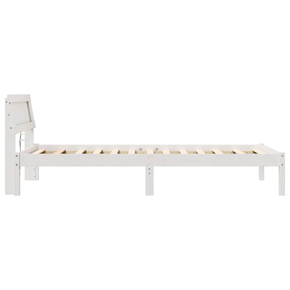 Bettrahmen mit Kopfteil Weiß 75 x 190 cm Massives Kiefernholz