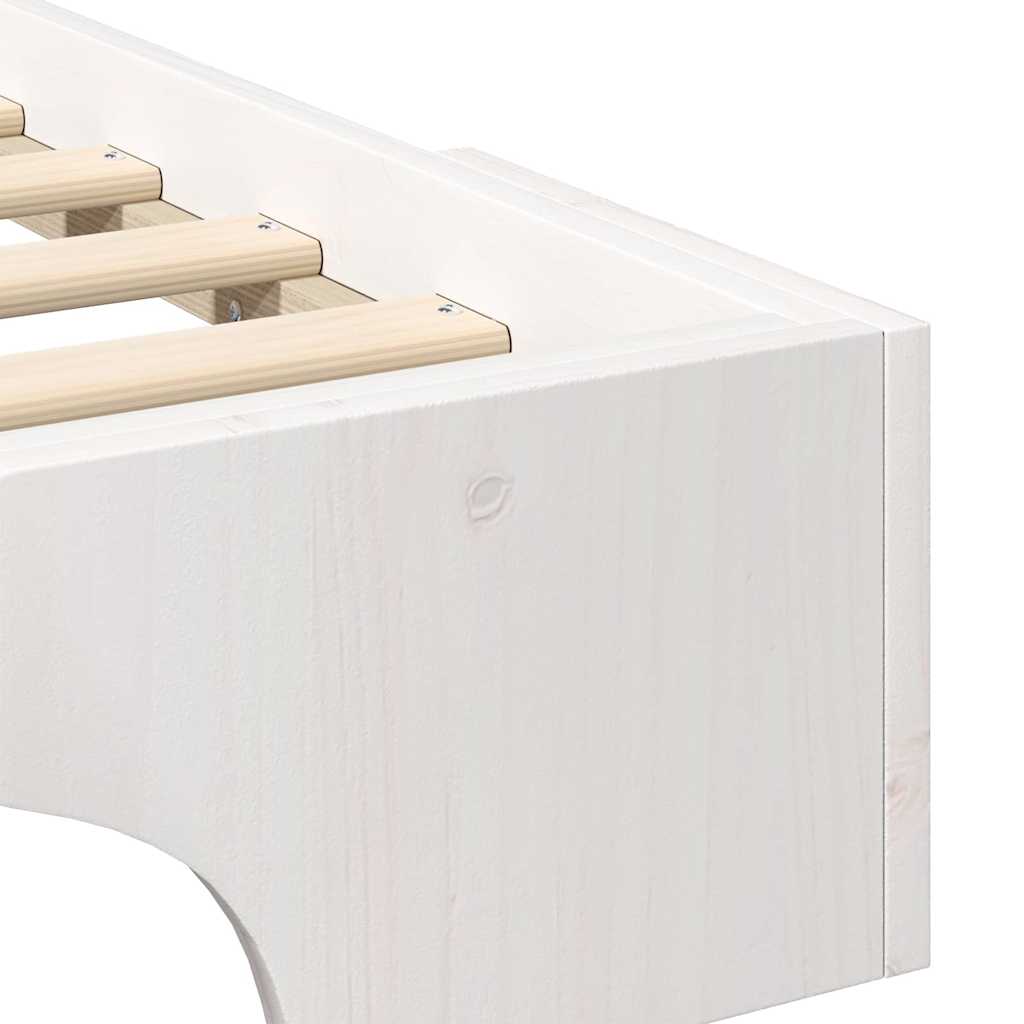 Bettrahmen Weiß 80 x 210 cm Massives Kiefernholz