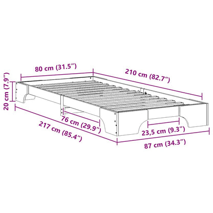Bettrahmen Weiß 80 x 210 cm Massives Kiefernholz