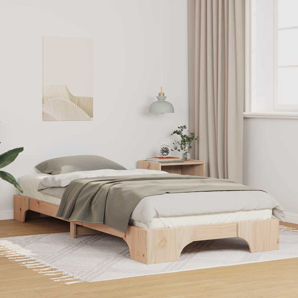Bettrahmen Braun 90 x 210 cm Massives Kiefernholz