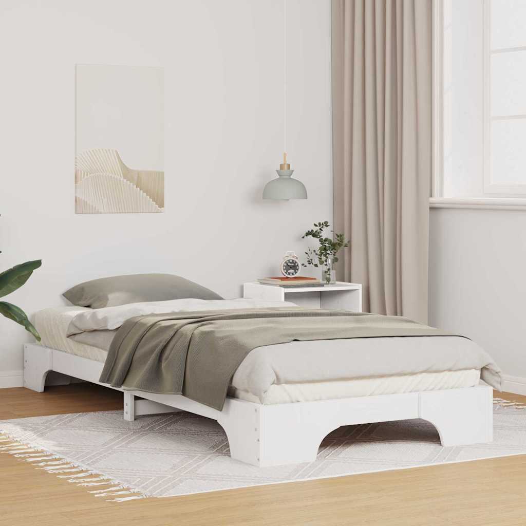 Bettrahmen Weiß 100 x 210 cm Massives Kiefernholz