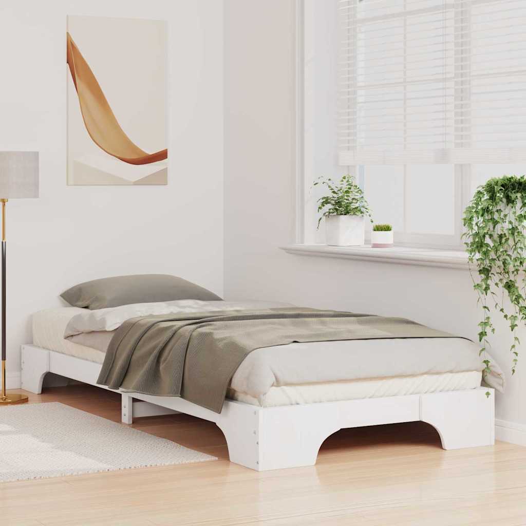 Bettrahmen Weiß 100 x 210 cm Massives Kiefernholz
