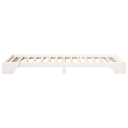 Bettrahmen Weiß 100 x 210 cm Massives Kiefernholz