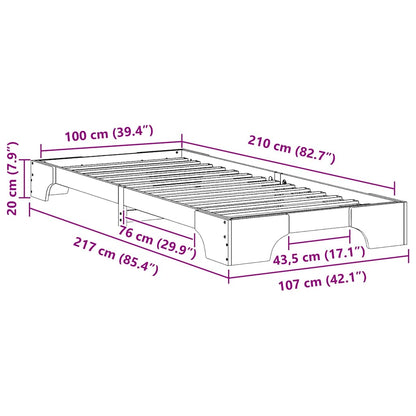 Bettrahmen Weiß 100 x 210 cm Massives Kiefernholz